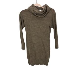 Lagenlook Cowl Neck Wool Sweater Dress Preppy Minimalist Brown Susan Bristol XS